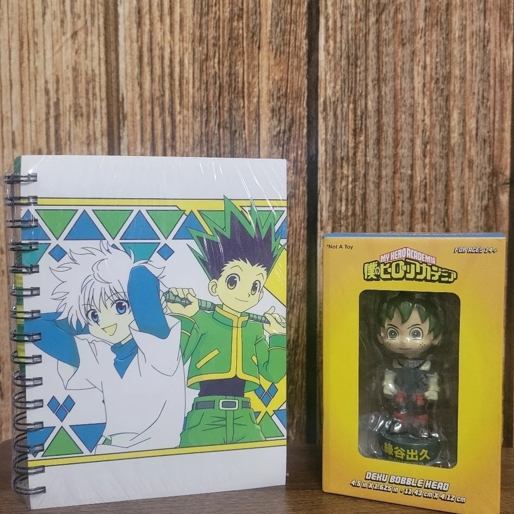 NEW- JUST FUNKY HUNTER X HUNTER &My Hero Acade BUNDLE- Journal and Bobble Head